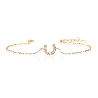 Vergoldetes zierliches 925 Sterling Silber Glück Hufeisen Armband für Damen