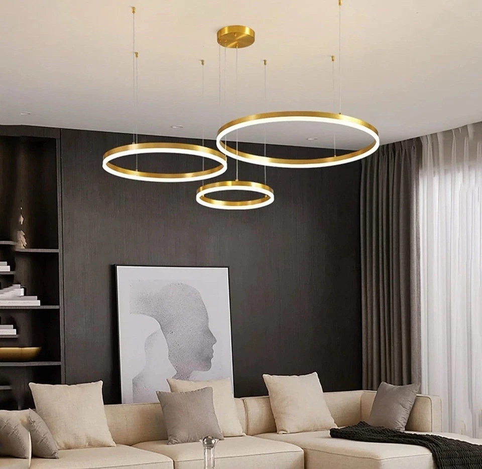 LightInTheBox золотое кольцо люстра геометрический подвеска свет золото 40 + 60 + 80 см 1874Y - Изображение 3 из 4