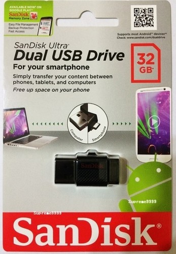 SanDisk OTG Ultra Dual USB SDDD-032G-G46 32GB for Android smartphone tablet - Afbeelding 1 van 2