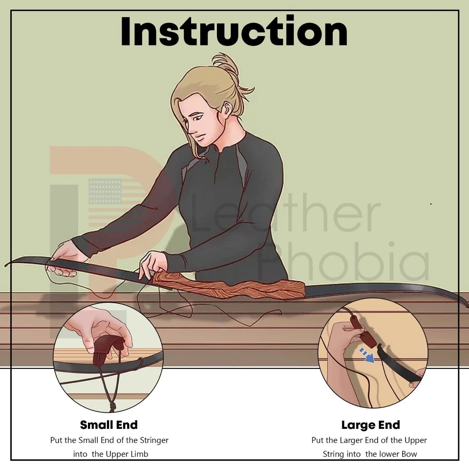 Leather Bow Stringers Archery Bowstring Recurve Long bow Replace Rope Tools 4Pc - Image 3 of 4