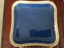 WEDGWOOD LUSTRE COBALT BLUE GOLD JASPER WYLIE HILL & CO SQUARE SERVING DISH 8 in