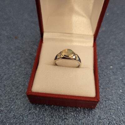 Welo Opal & Zirkon Ring in Platin über Sterlingsilber
