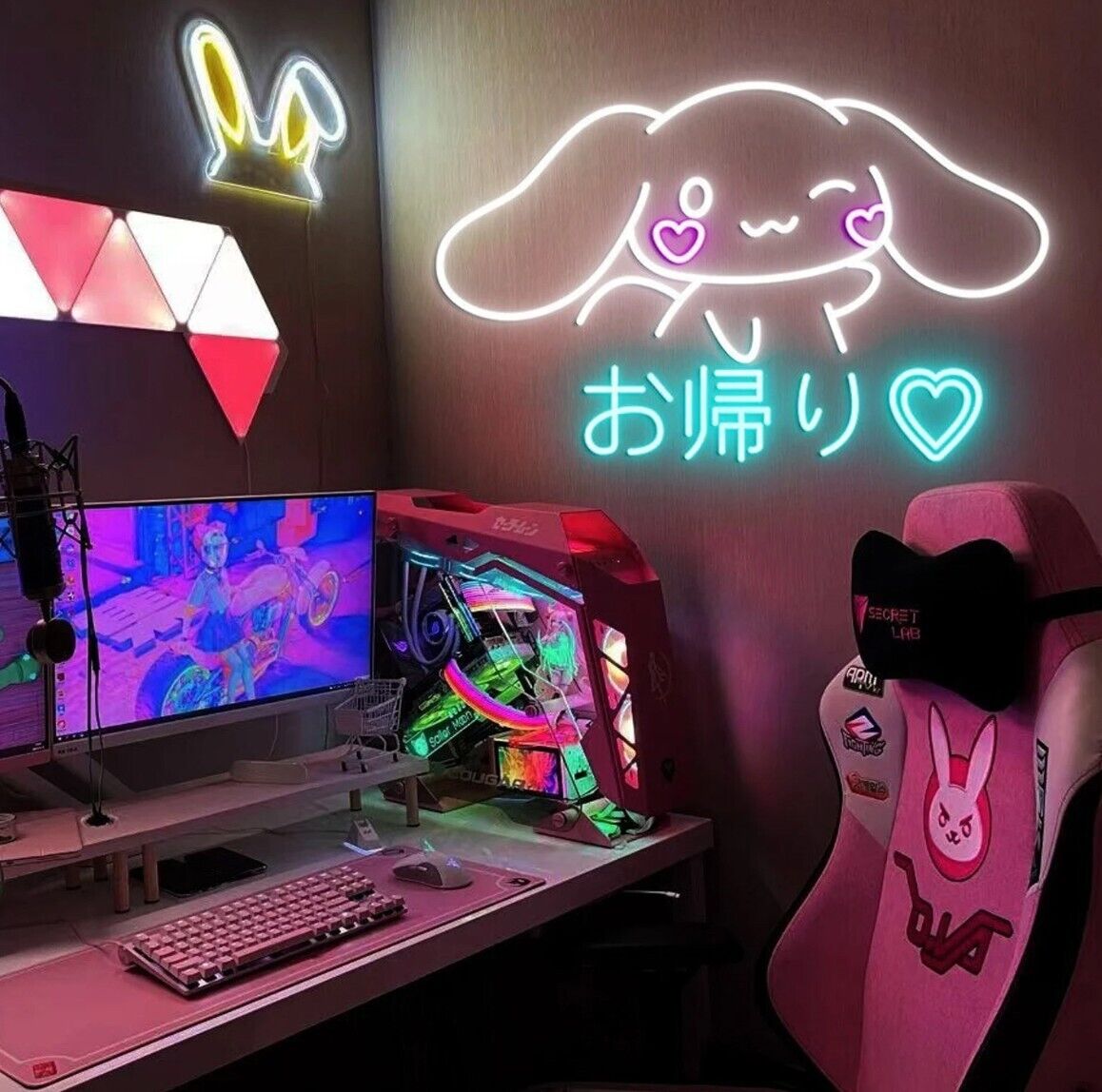 KAWAII KUROMI NEON LIGHTS LED, Gamer Girl Computer Room Wall Decor TWITCH  CUTE