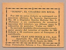 Henry Clay & Bock Susini - Cuba - Vintage Cigarette insert circa 1920s - Type 1
