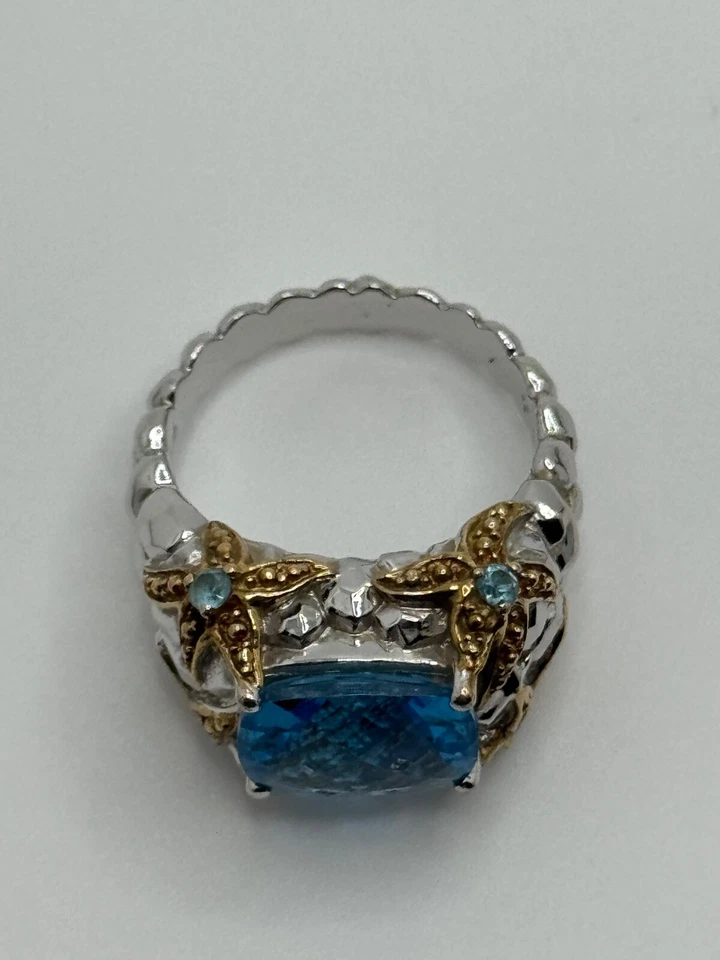 Anillo estrella de mar Victoria Wieck plata esterlina y vermeil topacio azul suizo talla 9 Foto 4 de 4