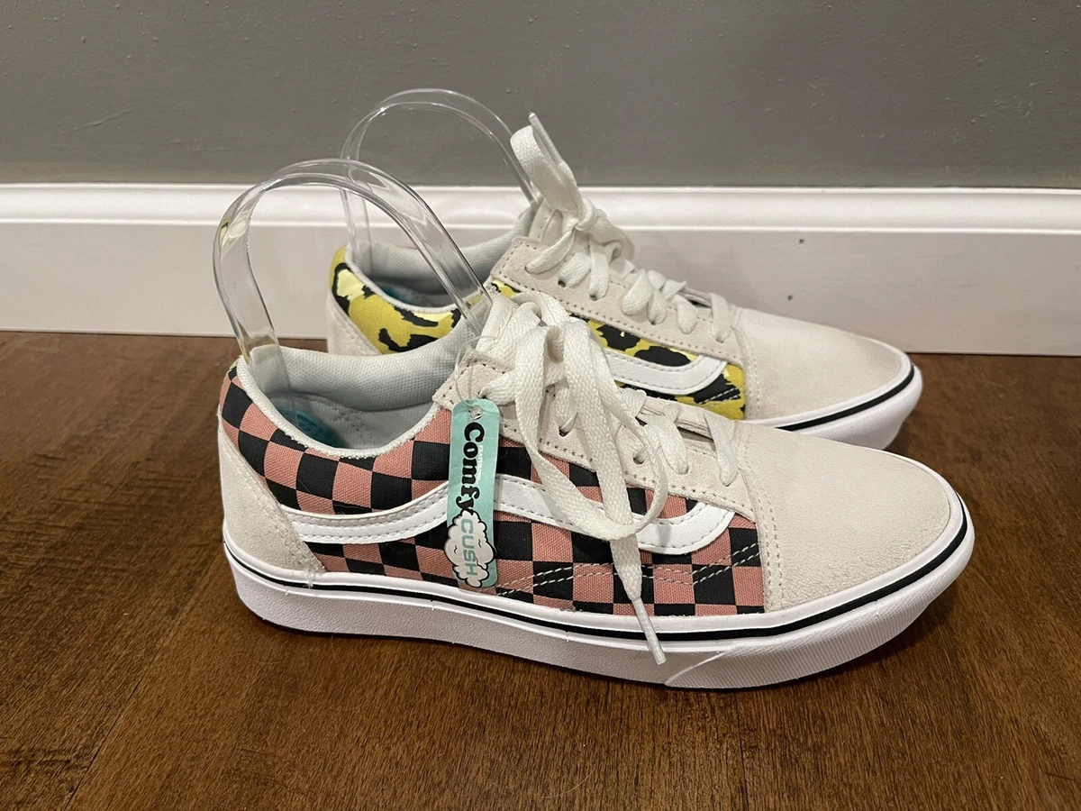 Vans Old Skool Comfy Cush Mixed Media Checkerboard Leopard Shoes