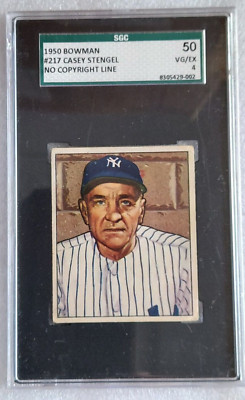 1950 Bowman #217 Casey Stengel Yankees Mgr Error No Copyright Line SGC 4 - VG/EX