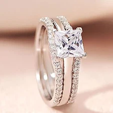 925 Sterling Silver CZ Wedding Engagement Rings for Women Promise Ring Size 4-13