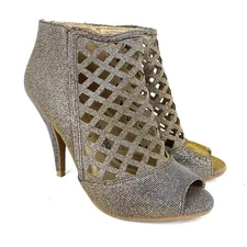 Christian Siriano For Payless Women’s Peep Toe Metallic Lattice Cutout Heels 7.5