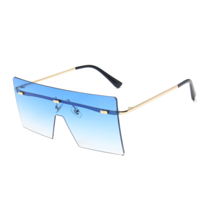 Oversized Square Metal Frame Sunglasses UV Protection Retro Flat Big Lens JOOX Trendy Oversized Square Sunglasses for Women Men  main image 2