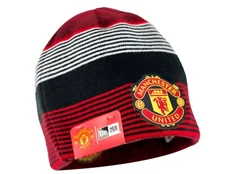 New Era Manchester United Knit Beanie Hat Reversible Black Red White Official
