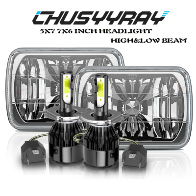 Pair 5x7'' 7x6''LED Headlights Hi-Lo Beam Black Fit Chevy C10 C20 C30 K10 K20 K30