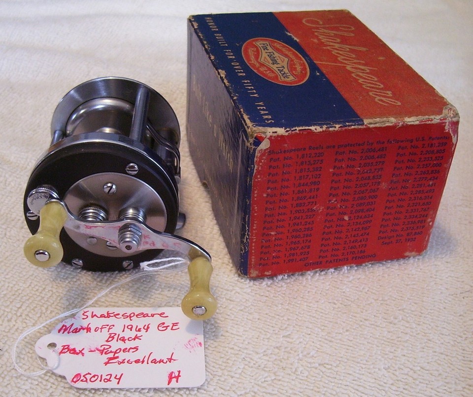 1950s Vintage Shakespeare Marhoff 1964 Model: GE, Nickel Silver Bait Casting Reel With Box and Manuals ~ Fast Free Shipping as Always