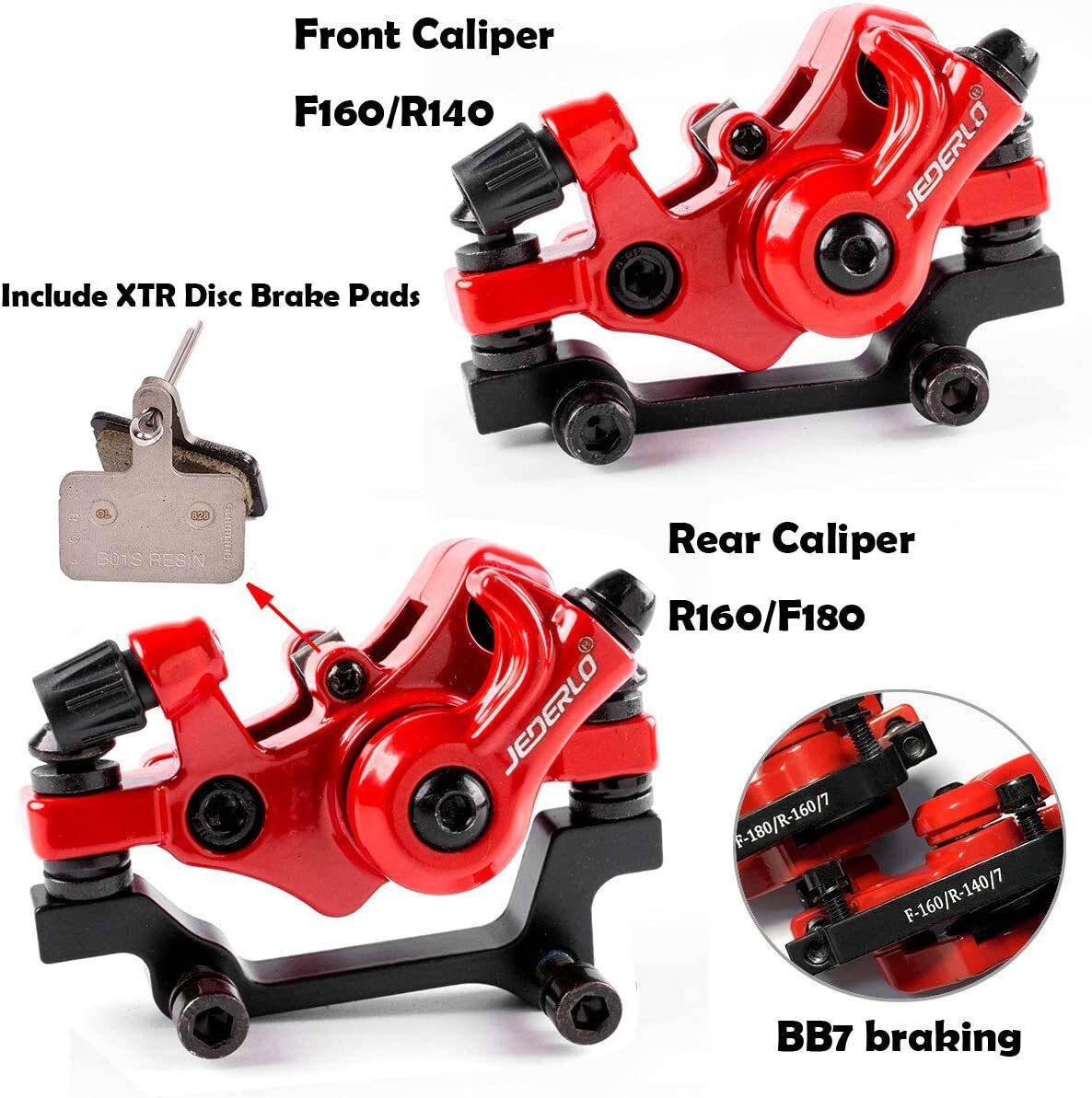 BUCKLOS Bicycle Disc Brake Set IS PM Bike Brake Calipers Aluminum Alloy Road MTB Brakes Lever with Cable 160mm Brakes Rotor - 18