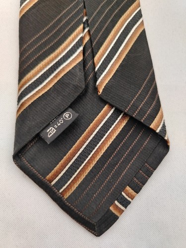 Ermenegildo Zegna Heavy Silk Designer Necktie Stripe Pattern Black Men Tie Italy - Picture 8 of 9
