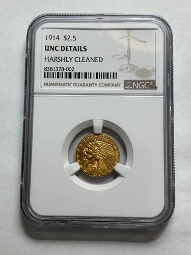 1914 $2.5  Indian Head Quarter Eagle (Better date ) NGC UNC DETAILS
