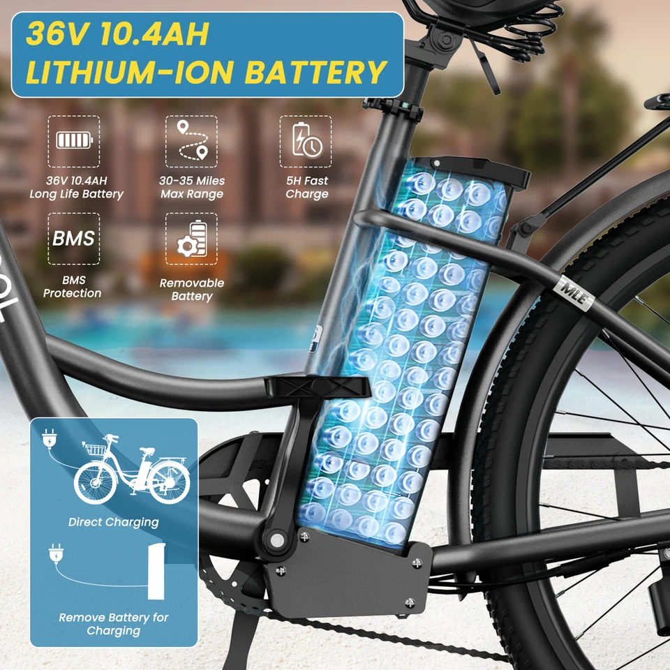 Bicicleta Eléctrica NAIZEA 24" 26" 7 Velocidades Motor Trasero Pico 700W Con Batería 36V Foto 4 de 4