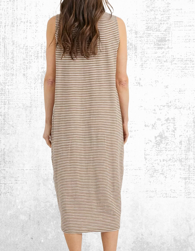 Ex Seasalt Women’s Stripe Cotton Summer Jersey Dress in Brown (A Bit Defect) - Picture 3 of 7