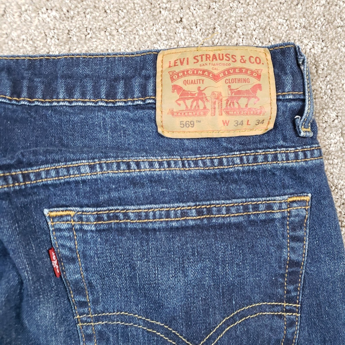 Levis 569 Jeans Mens 34x31 Blue Baggy Loose Straight Pants Tag