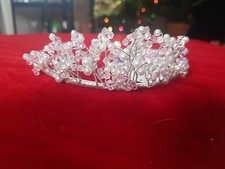  Floral Rhinestone Tiara Wedding/Bridal Diamante Headpiece Jewelry UK pink