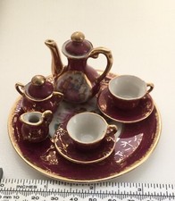 miniature porcelain tea 10 pc set purple collectible vintage