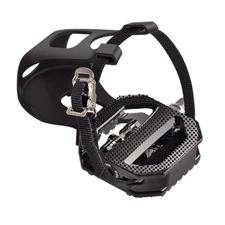 Exustar E-PS817-C8 1-Side SPD Clipless Indoor Exercise Pedals + Toe Clips Black