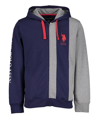U.S. Polo Assn. Hoodie Men's Large Blue Gray Cotton Full Zip Long Sleeve JDM1231 - Picture 5 of 10