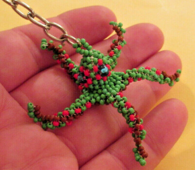 Octopus Green Key Chain New Sead Bead Handmade Guatemala Zipper Pull Charm #5