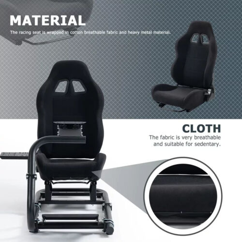 Soporte de volante de cabina Minneer Sim Racing con asiento negro compatible con Logitech G29 - Imagen 4 de 6