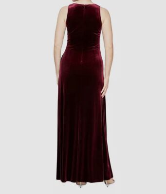 Alex & Eve Women's Purple Sleeveless Velvet Slit-Hem Gown Dress Size 8 |  eBay
