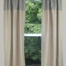 Farmhouse Window Curtains with ticking design- SALE
