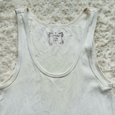 Old Navy White Ribbed Cotton Layer Thick Straps Tank Top Size Small