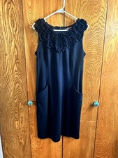 Adrienne Vittadini Dress Size 10 Sleeveless Heavy Fit & Flare Little Black EUC