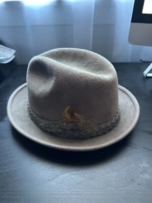 VTG The Sovereign Stetson Western Hat grey Fedora Feather Ribbon Tie Band 6 7/8 - Image 1 of 4
