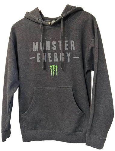 Monster Energy Men's Y2K Graphic Hoodie Size Medium Pullover Gray Logo Skater