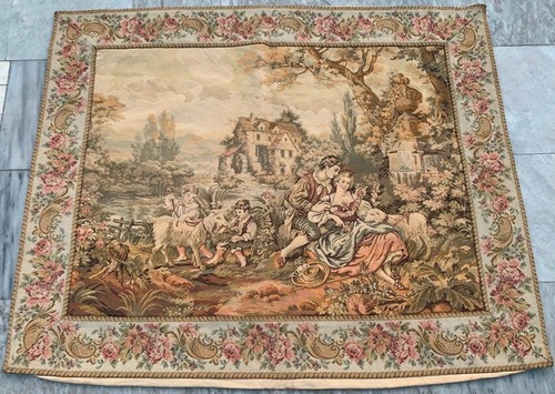 Vintage French Tapestry Medieval Pictorial Wall Decor Tapestry 3x4 ft Free Ship