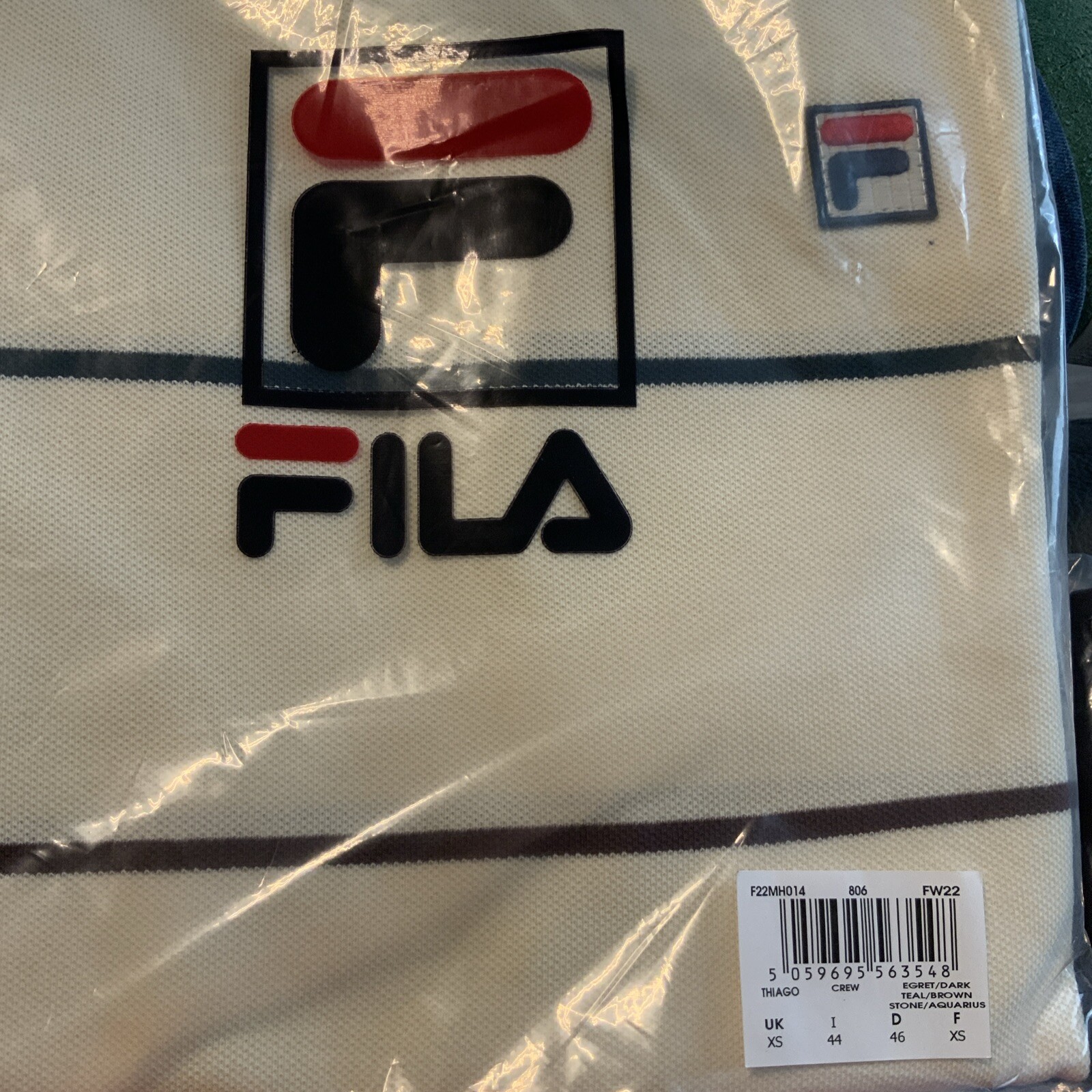 T shirt FILA Retro Thiago manica corta a righe estive maglia cotone taglia XS