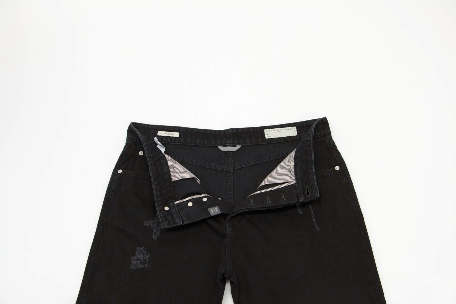 NWT$1295 Brunello Cucinelli Men Leisure Fit Distressed Jeans W/Logo Accents A252