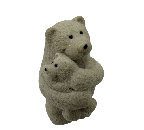 Mr. Sandman Polar Bear & Cub Hug Sand Sculpture 2" Vintage Canadian Home Accents - Picture 1 of 6