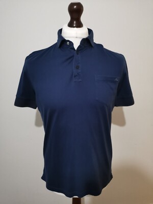 J.Lindeberg Golf Polo Herren M Blau Slim Fit Technical Performance Bridge Logo