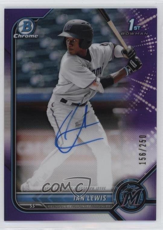 2022 Bowman Chrome Prospect Purple Refractor 156/250 Ian Lewis #CPA-IL Auto s5j