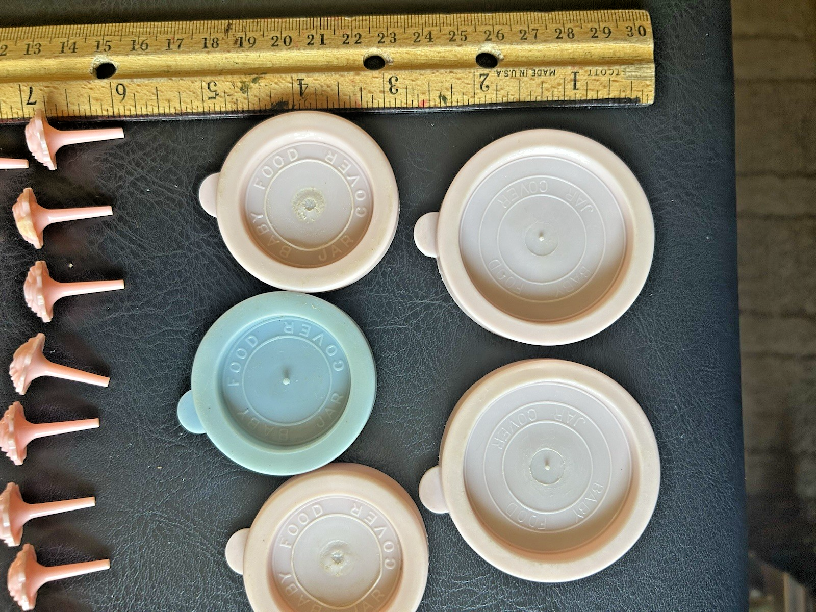 Vintage Baby Bottle Lids Diaper Pins Candle Holders