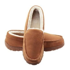 Moccasins for Men House Slippers Indoor Outdoor Plush Mens Bedroom 11 Beige