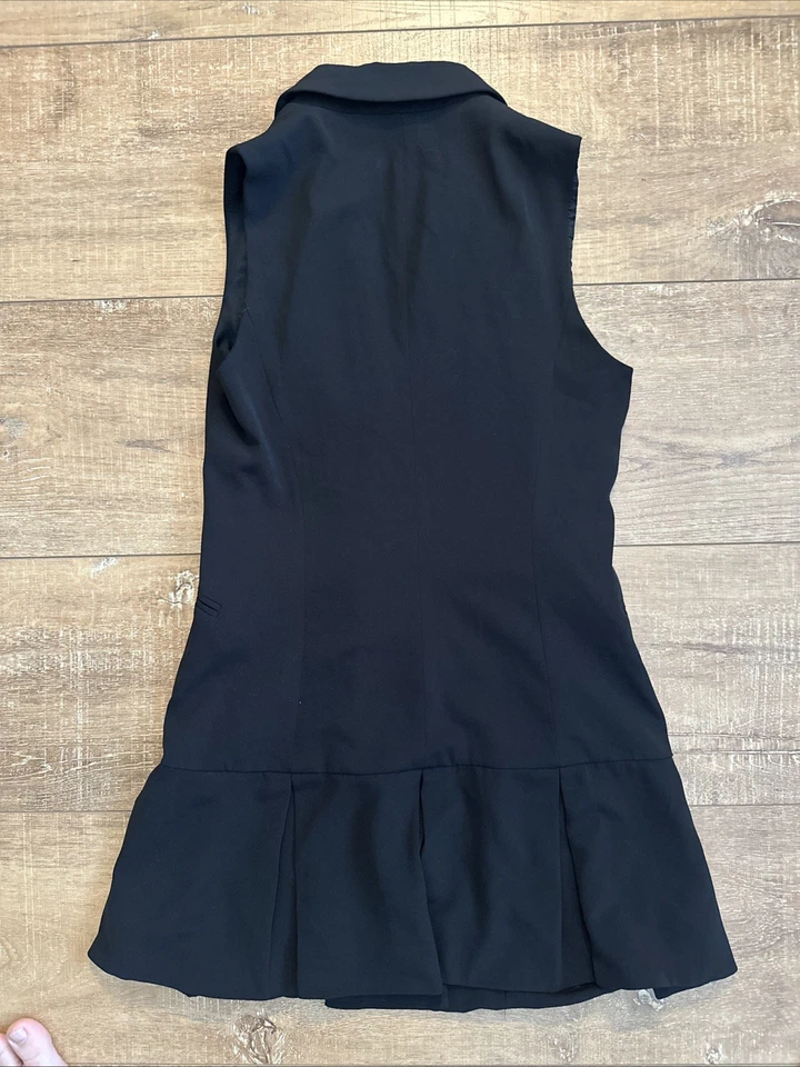 Zara Black Sleeveless Double-Breasted Dress Jacket with Ruffle – Size S - image 4 of 4