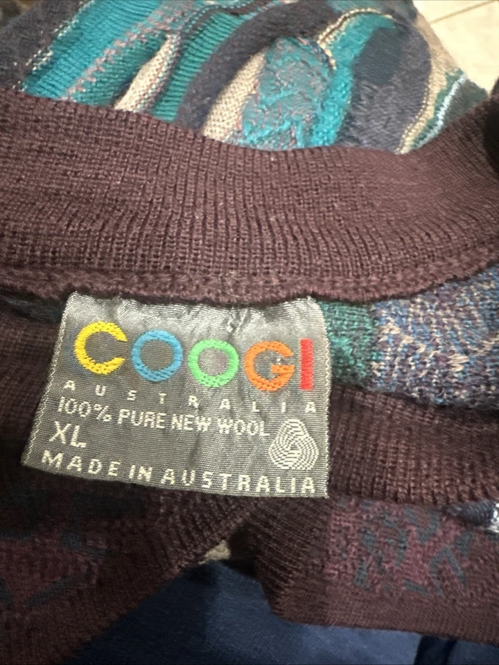Vintage Mens XL Coogi Sweater Blues, Greens, Browns And Purple YT12 - Image 3 of 4