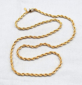Authentic Vintage Premier Designs Rope Chain Necklace 24" 4mm Yellow Gold Plated