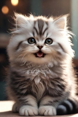 Cute Baby Cat Kitty 4K Wallpaper Digital Art HD Animal Printable Kids Room 1044