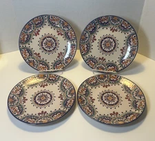 (4) Dash Of That Elle Bohemian Earthenware 8.5” Salad Plates