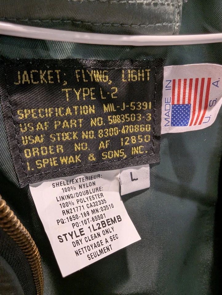 Jaqueta Bombardeiro Vintage SPIEWAK USAF Verde B-17 Fortaleza Voadora Nova Com Etiqueta - Tamanho Grande - Imagem 3 de 4