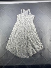 Floral Midi Dress Womens M White Linen Blend Summer Casual Universal Thread